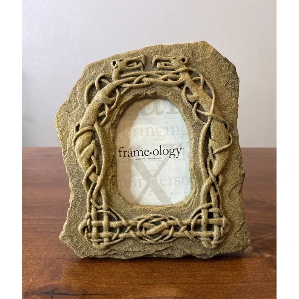 Rare Celtic Knot Dragon 4 X 6 Photo Frame Resin Stone Picture Frame Rustic Decor